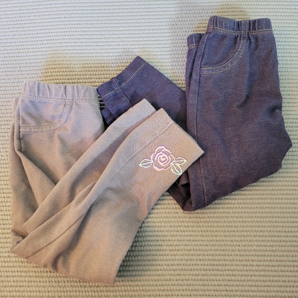 👶🏼 4/$10 12-18 Month 24 Month Baby Jean Leggings Blue Gray Flower